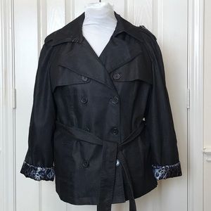 Willi Smith Denim Belted Lined Jacket Coat 3/4 length sleeve Size XL